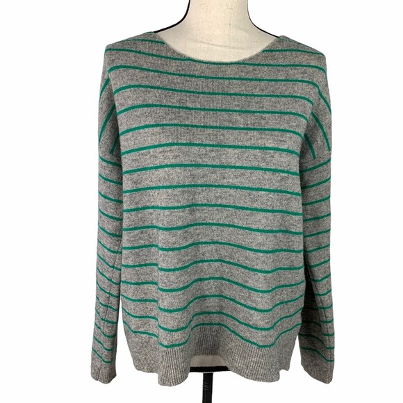 Halogen Sweater Women Medium Cashmere Blend Striped Full Back Exposed Zipper - Picture 1 of 7